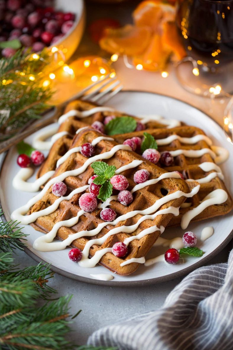 Gingerbread Waffles with Cream Cheese Glaze Cooking Classy