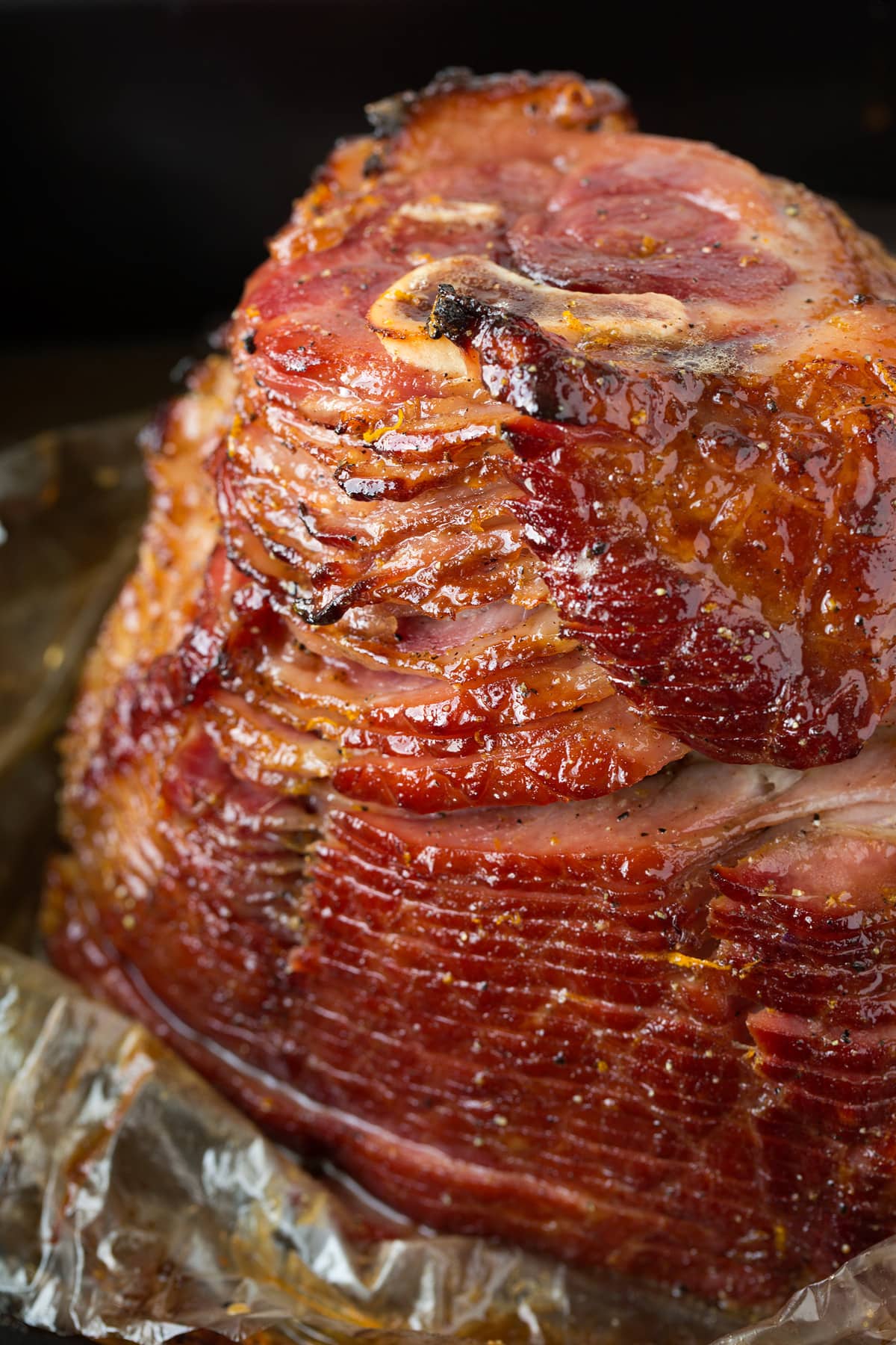 Honey Baked Ham after baking in oven