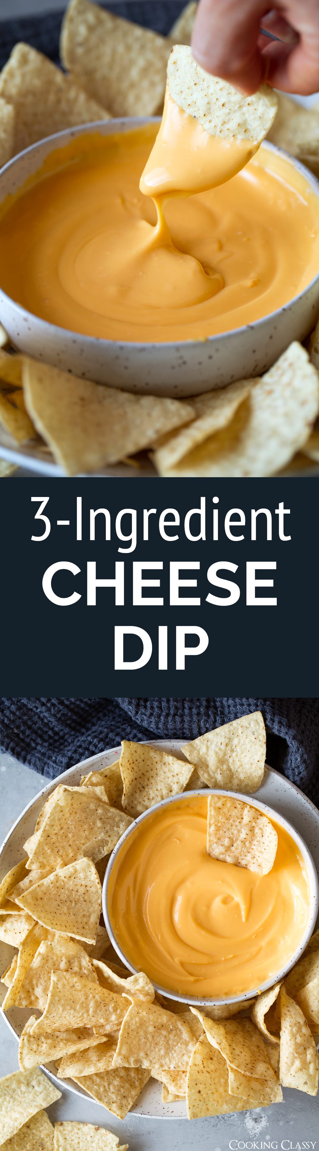 3 Ingredient Cheese Dip - A super easy, totally delicious cheddar cheese dip made with real ingredients! Perfect for parties or game day. #cheesedip #nachocheesedip #queso #easyrecipe