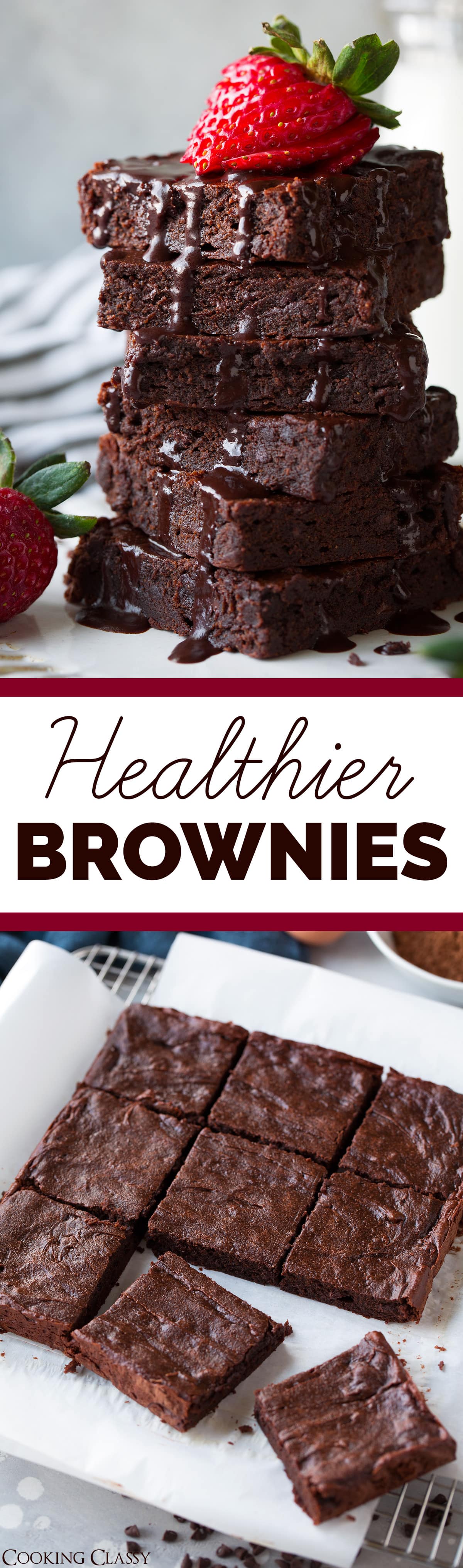 Healthier Brownies - SO GOOD! Made healthier without white flour, butter and refined sugar. Still perfectly decadent and deliciously satisfying. Sure to curb those chocolatey cravings! #brownies #dessert #healthierdessert #chocolate #valentines