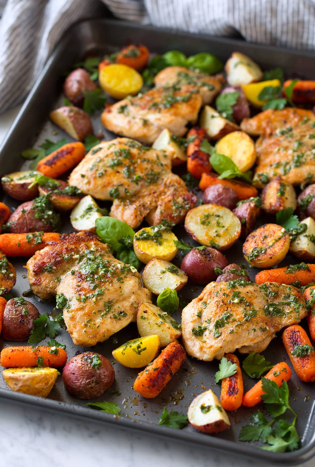 Roasted Chicken and Veggies with Herb Vinaigrette