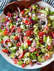 Close up of a Greek Salad in a bowl