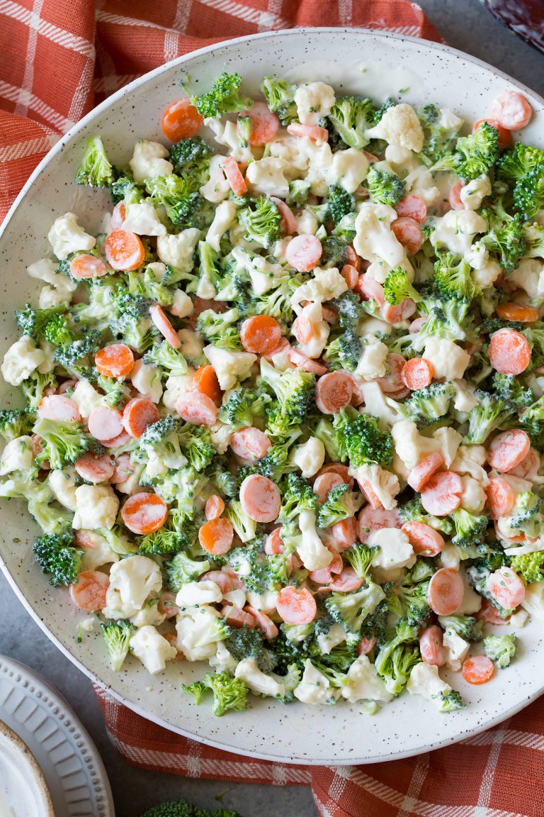 Broccoli Carrot and Cauliflower Coleslaw Salad Cooking Classy