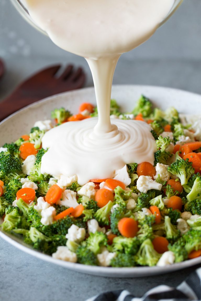 Broccoli Carrot and Cauliflower Coleslaw Salad Cooking Classy