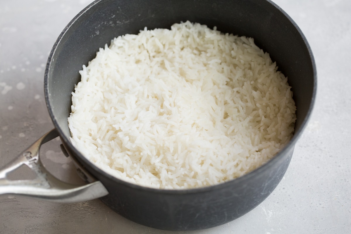 rice in a saucepan