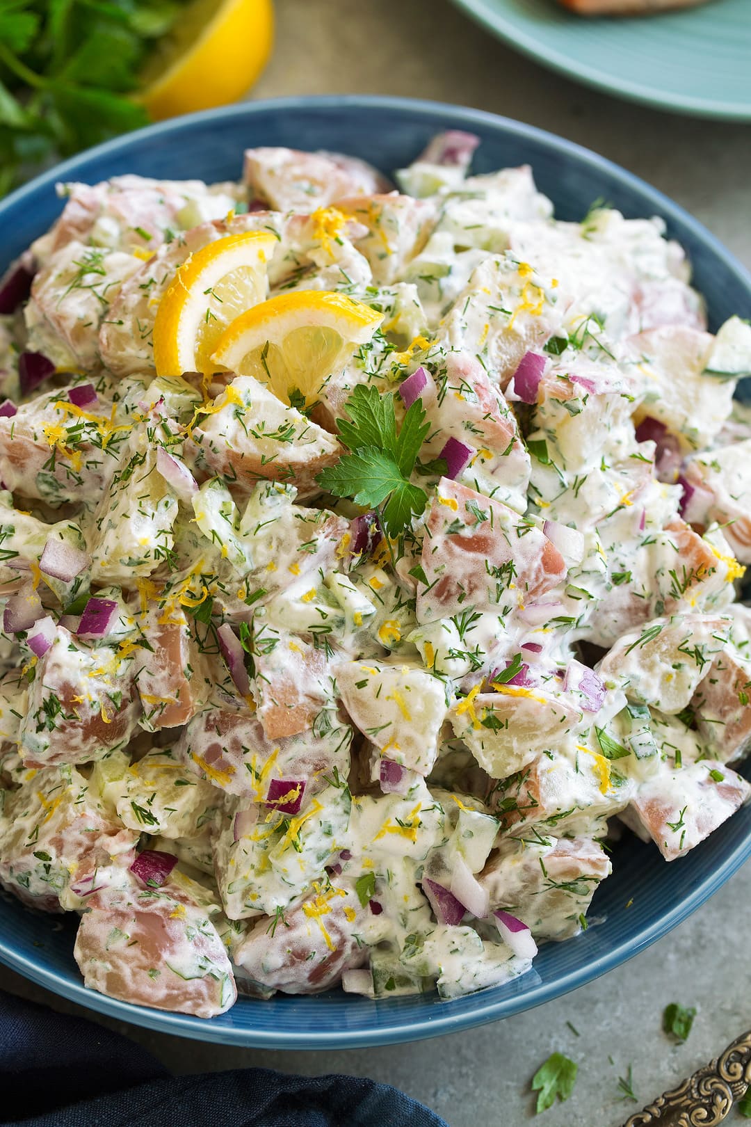 healthier lighter greek potato salad