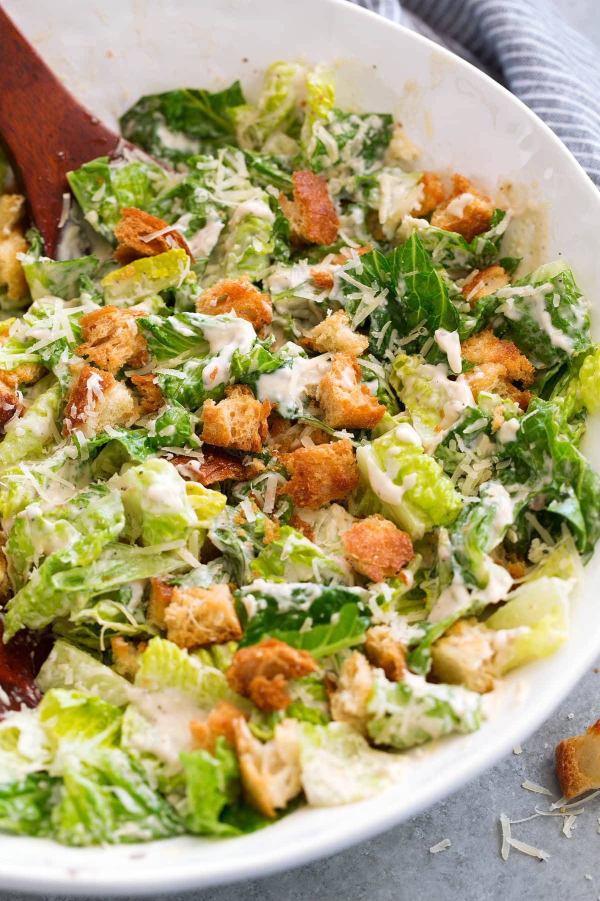 Caesar Salad in large white bowl