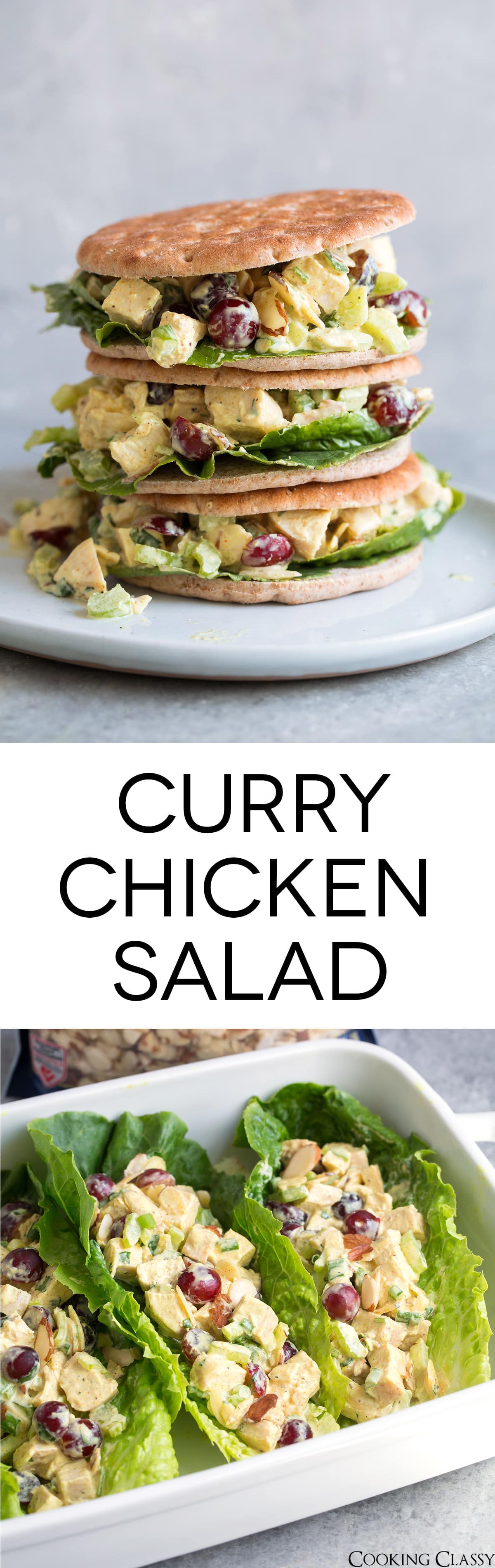 Curry Chicken Salad - so much more flavor than the classic chicken salad. Definitely a recipe I'll make again and again in the summer! #chicken #salad #curry #summer #recipe #chickensalad #picnic #lunch