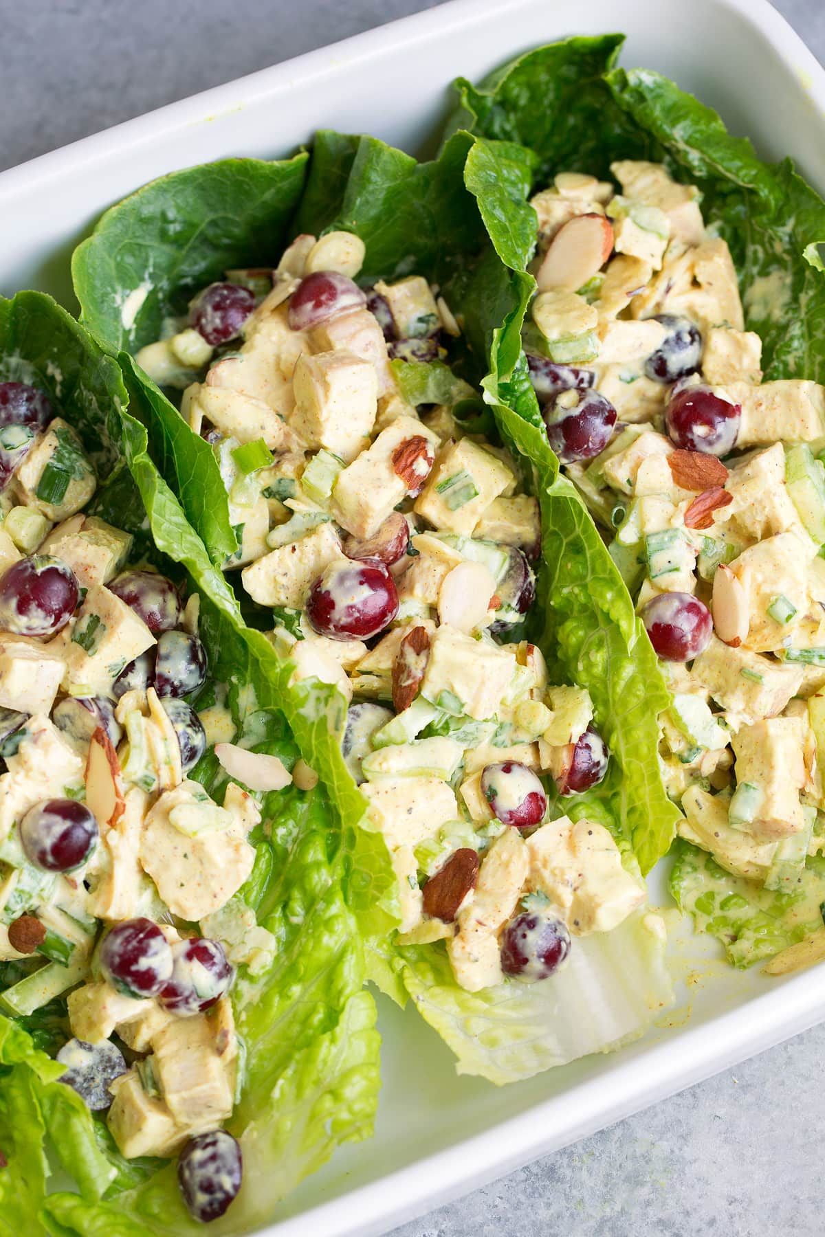 Curry Chicken Salad in lettuce leaves