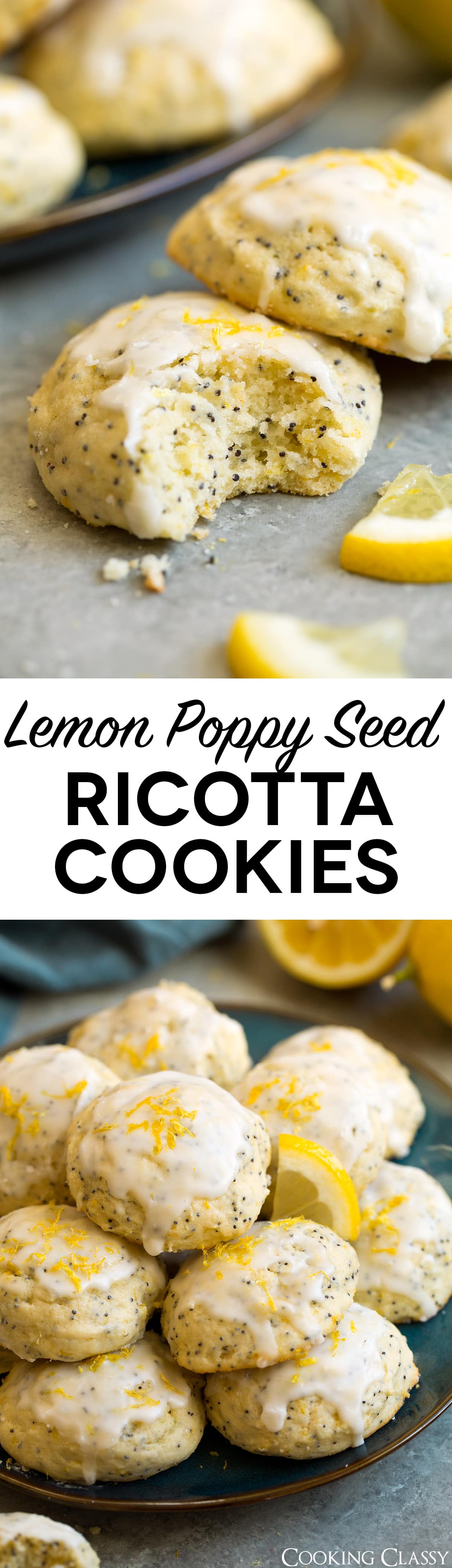 Lemon Poppy Seed Ricotta Cookies - a must try cookie! Perfectly tender, brightly lemony and the glaze is the perfect finish! #cookies #ricottacookies #lemoncookies #recipe