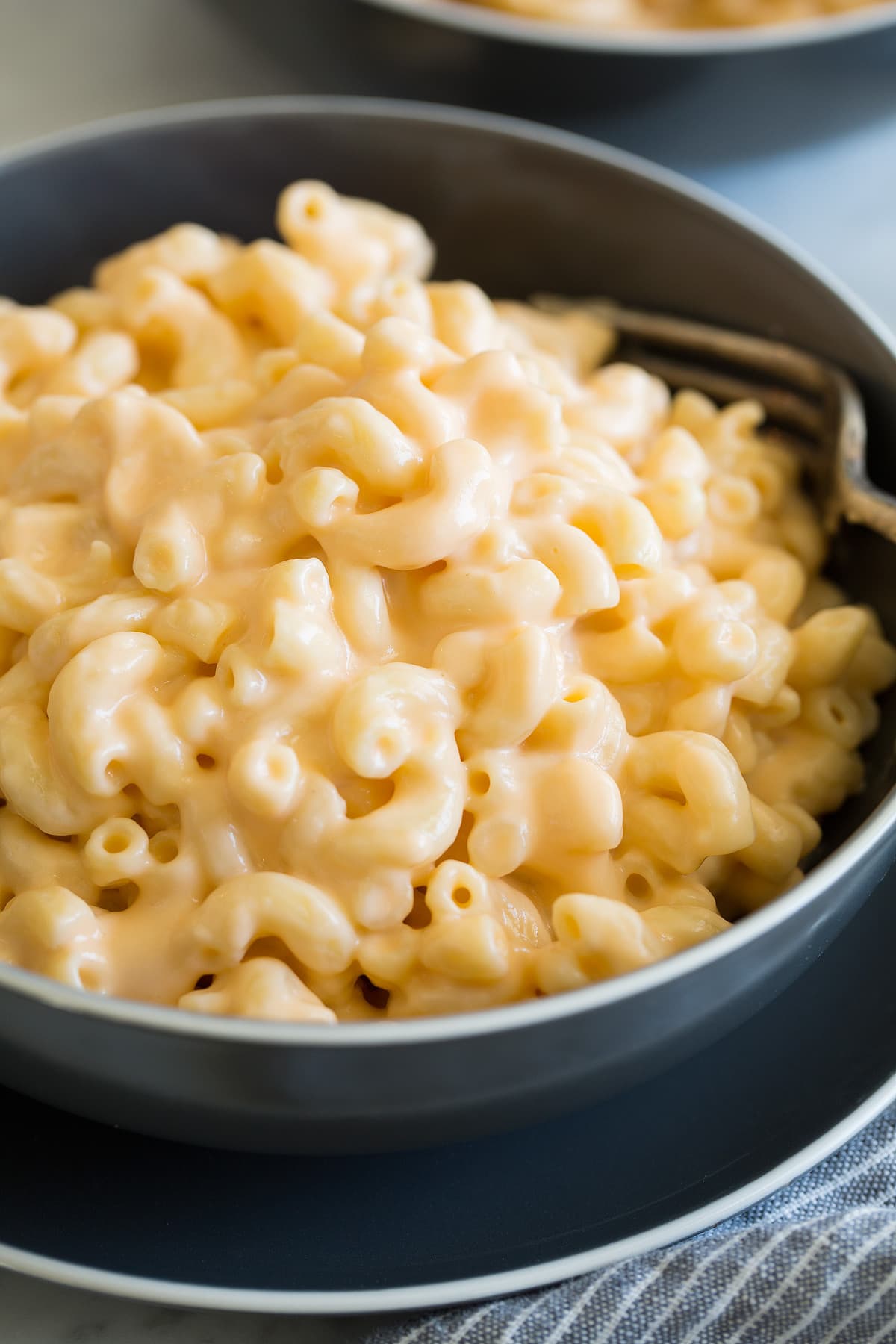 stovetop Mac and Cheese in bowl with fork