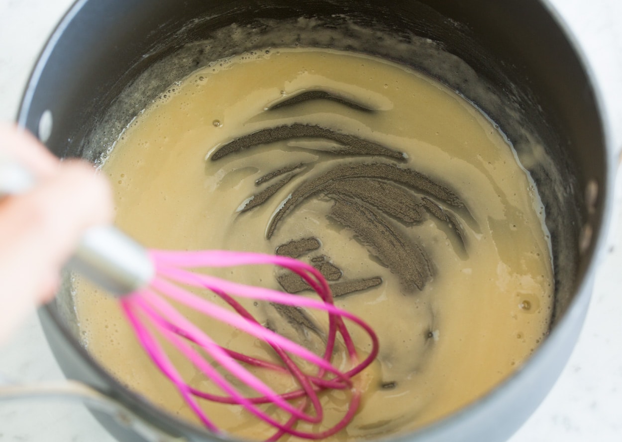 making roux in saucepan with butter and flour