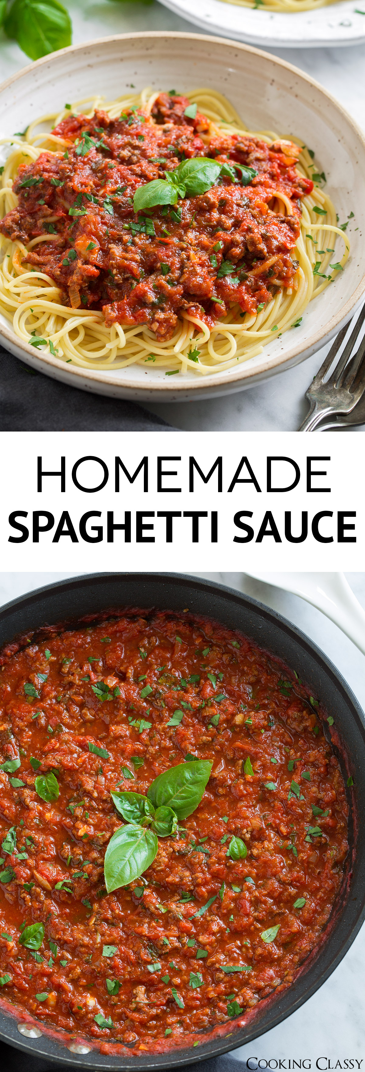 Homemade Spaghetti Sauce - The easiest and tastiest homemade spaghetti sauce! Packed with fresh flavor and sure to please the pickiest eaters. It also freezes well and makes delicious leftovers!