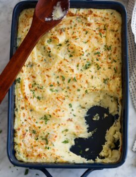Baked Mashed Potatoes with Parmesan and Mozzarella