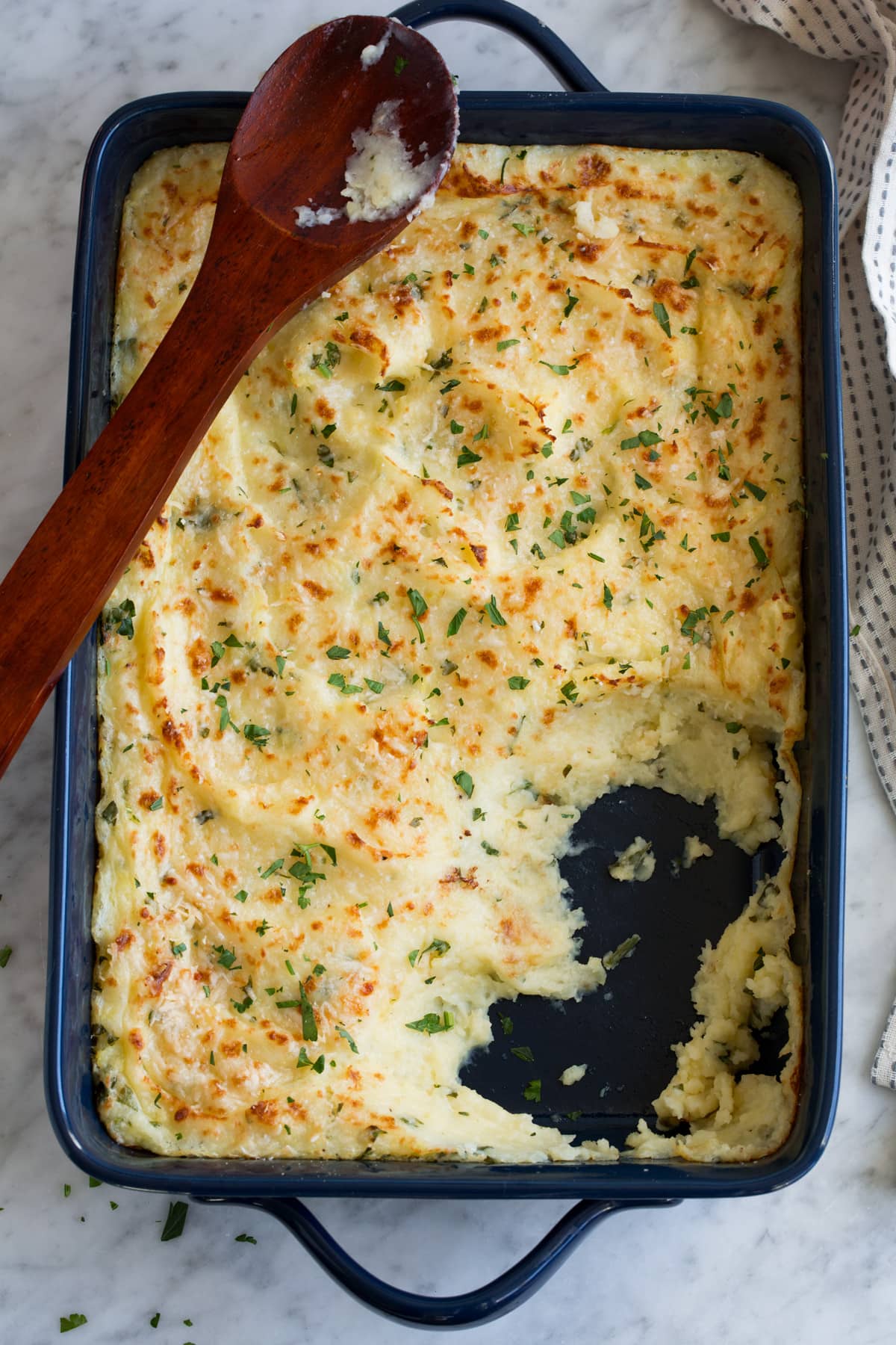 Baked Mashed Potatoes with Parmesan and Mozzarella