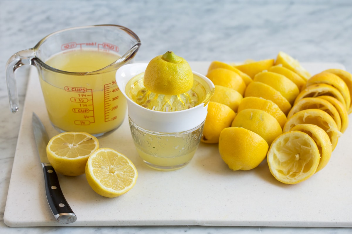 Juicing fresh lemons.