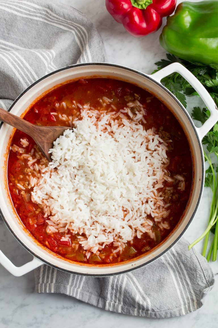 Stuffed Pepper Soup Cooking on a Stove Top