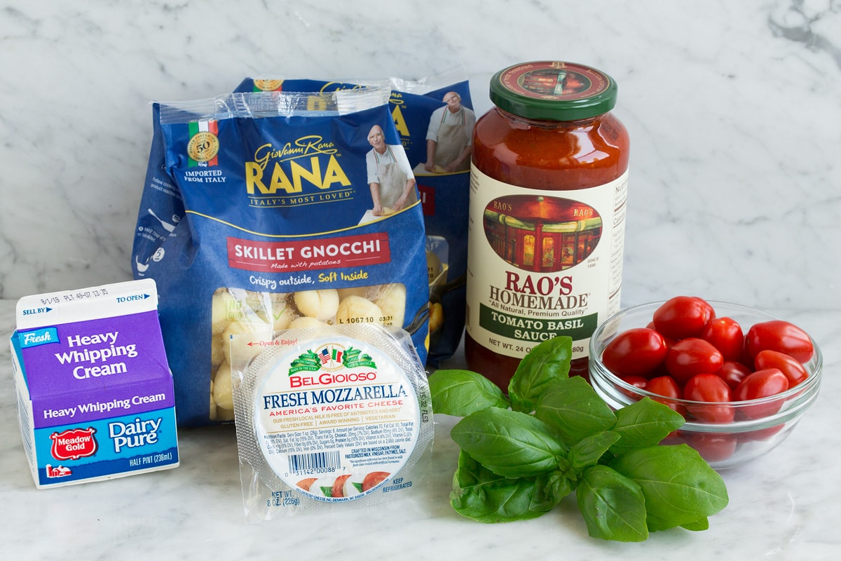 Image of ingredients that are used to make baked gnocchi.