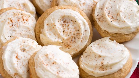 Image of plate full of frosted eggnog cookies.