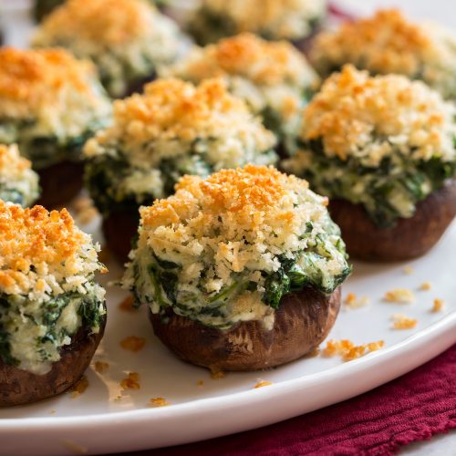 Stuffed Mushrooms {with Spinach and Cheese} - Cooking Classy