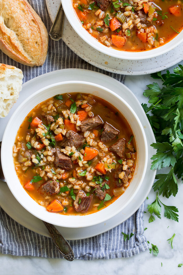 Beef Barley Soup (Stovetop, Crockpot, Instant Pot) - Cooking Classy