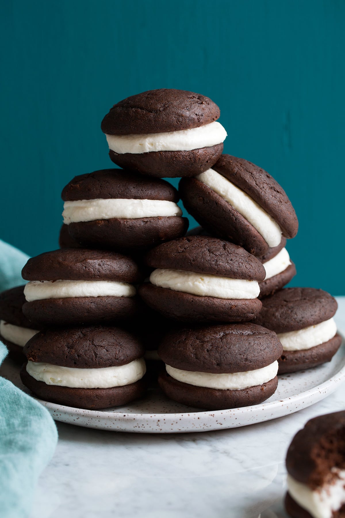 Stack of Whoopie Pies on a plate.