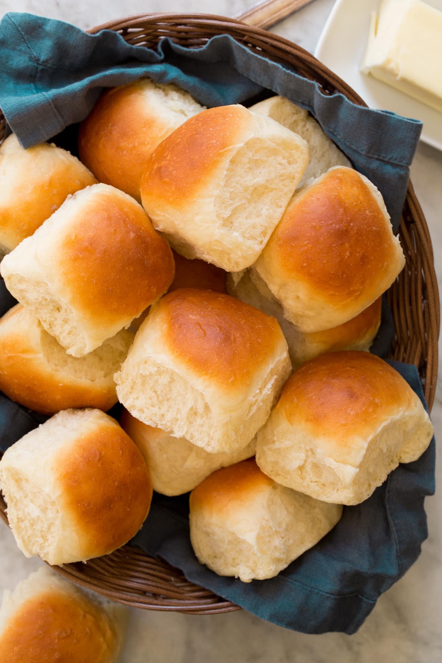 Dinner rolls shown from above.