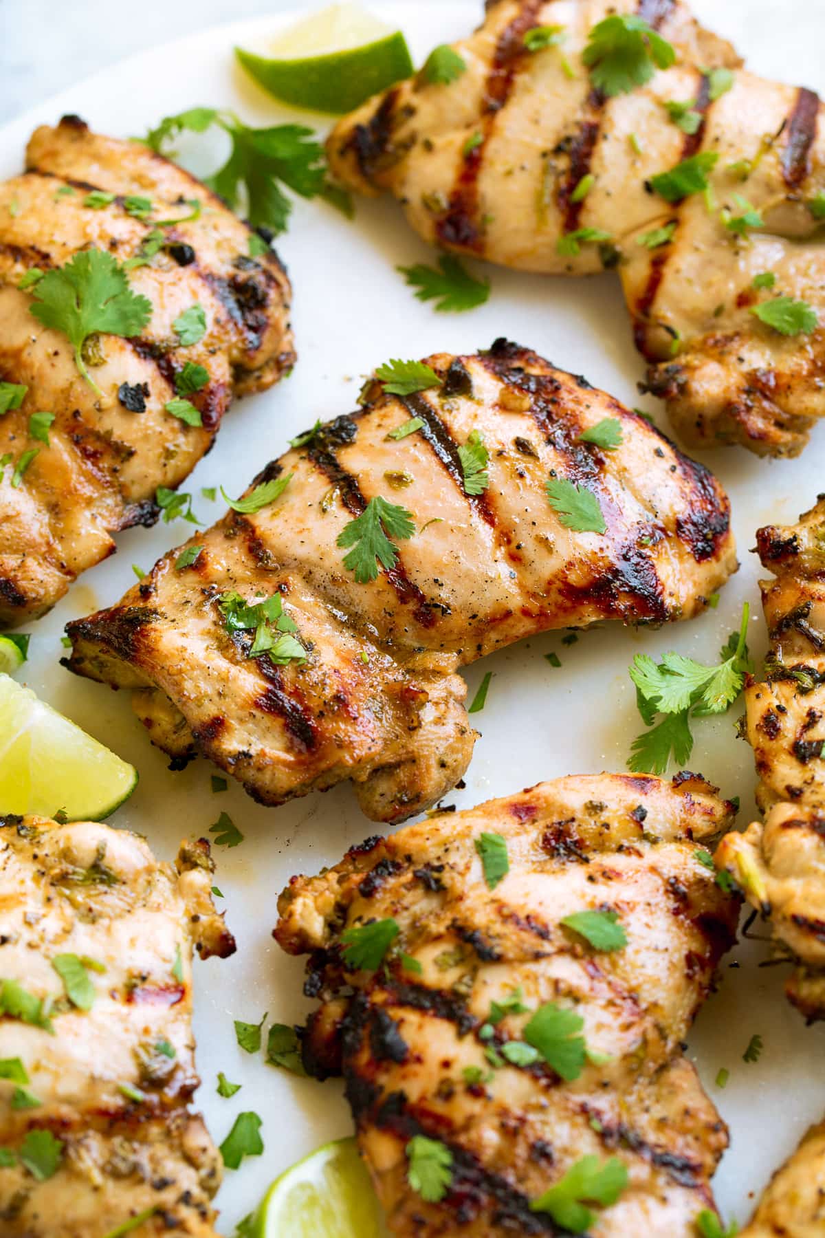 Close up image of Cilantro Lime Chicken pieces on a platter.