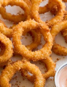 Panko breaded and fried onions rings.