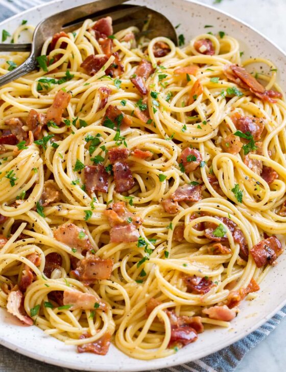 Bacon Tomato and Spinach Spaghetti - Cooking Classy