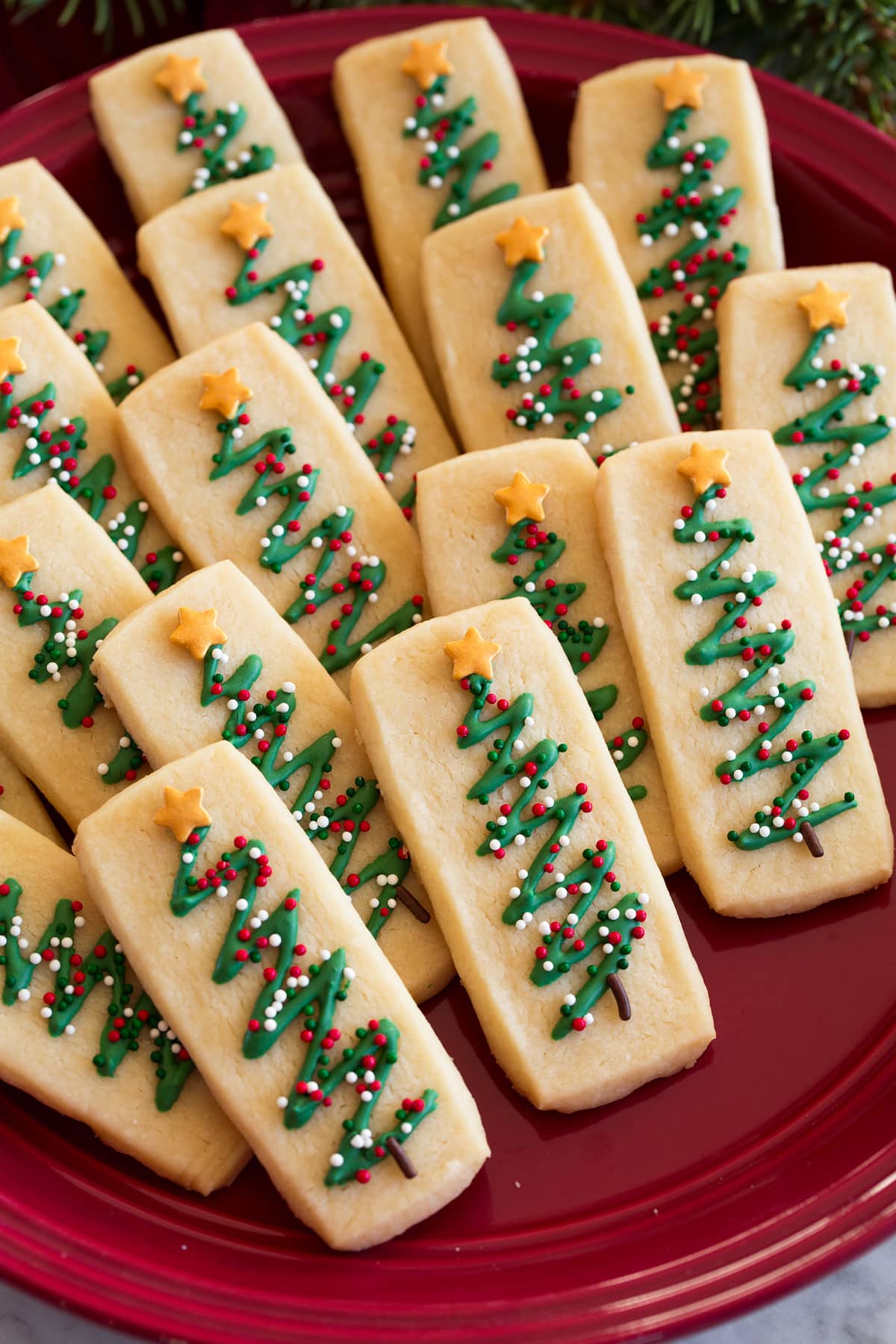 Christmas Shortbread cookies with a icing tree decoration.