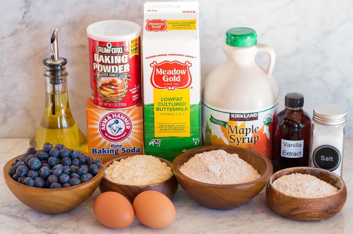 Healthy blueberry muffins ingredients photo.