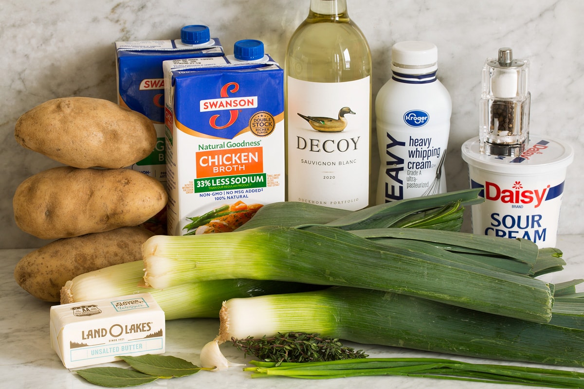 Photo of ingredients used for potato leek soup.