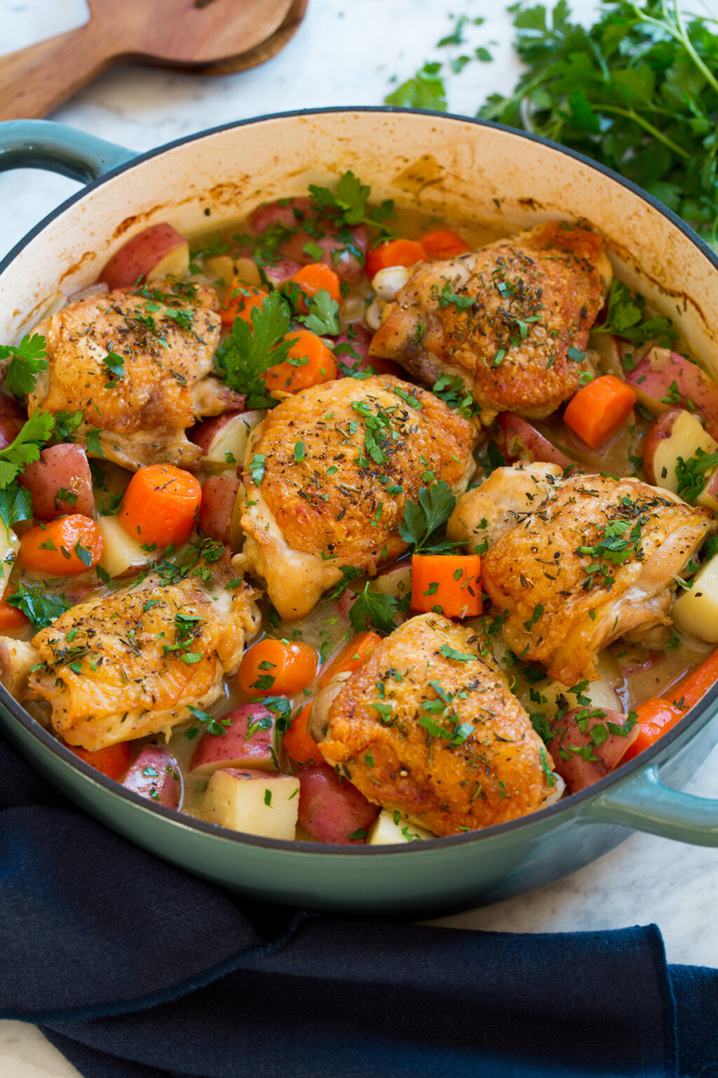 Braised Chicken Thighs {with Vegetables} Cooking Classy