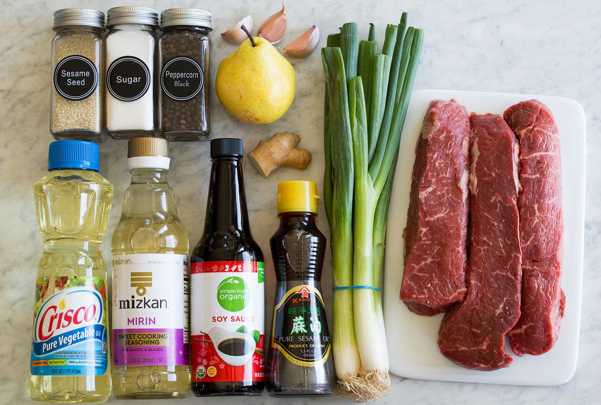 Photo of ingredients used to make steak beef bulgogi.