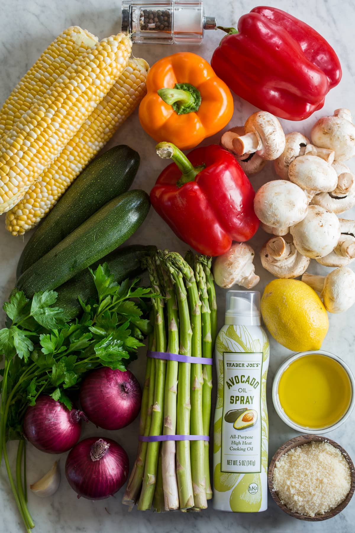 Photo of ingredients for grilled vegetables.