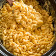 Scoop of macaroni and cheese.