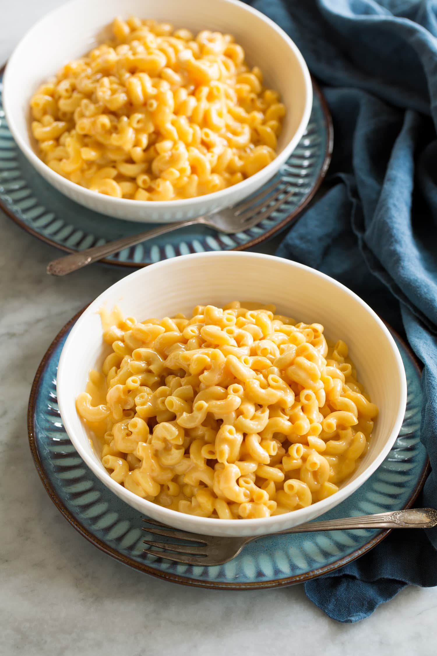 Two servings of crockpot mac and cheese.