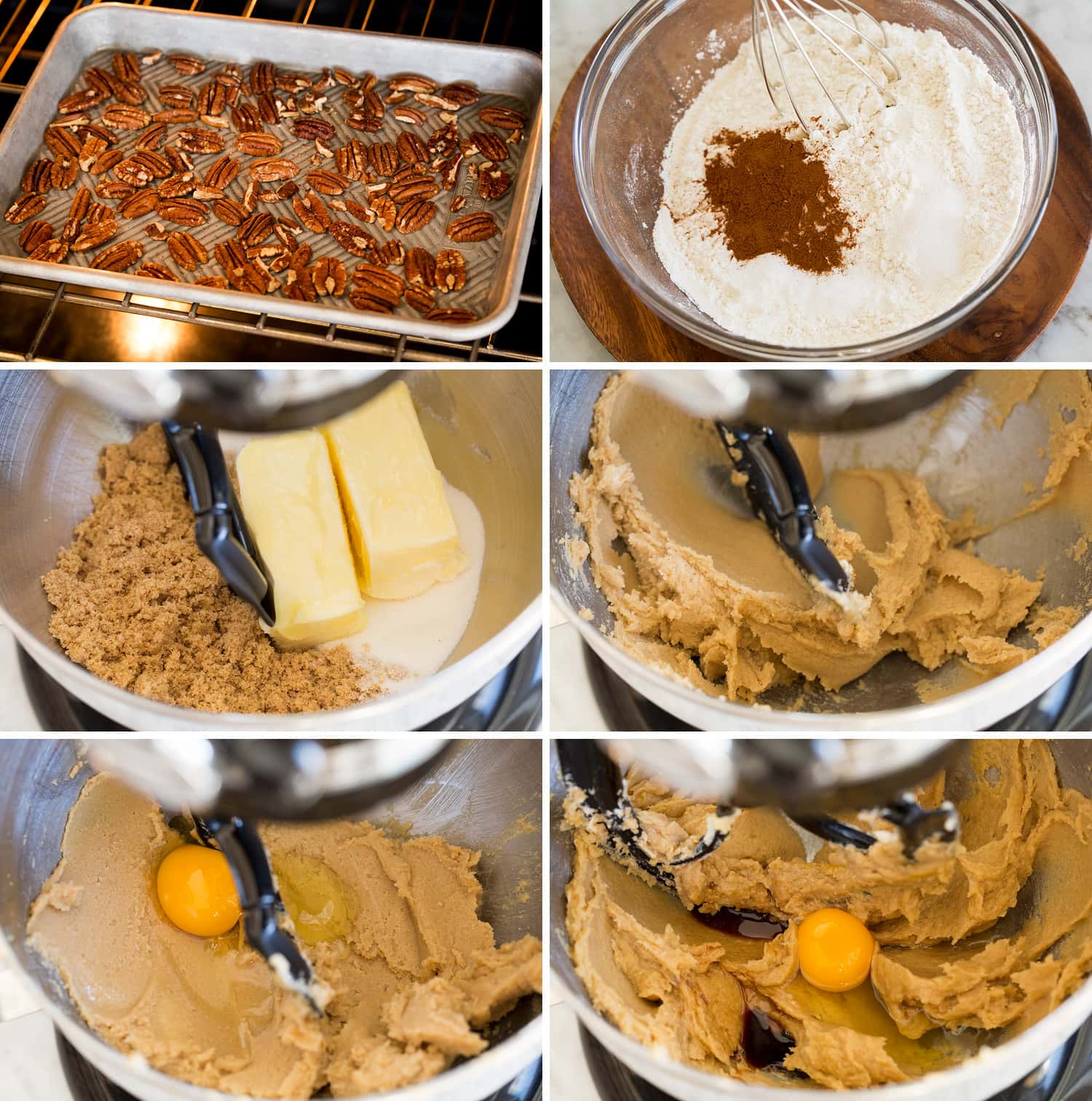 First six steps of making cowboy cookie dough.