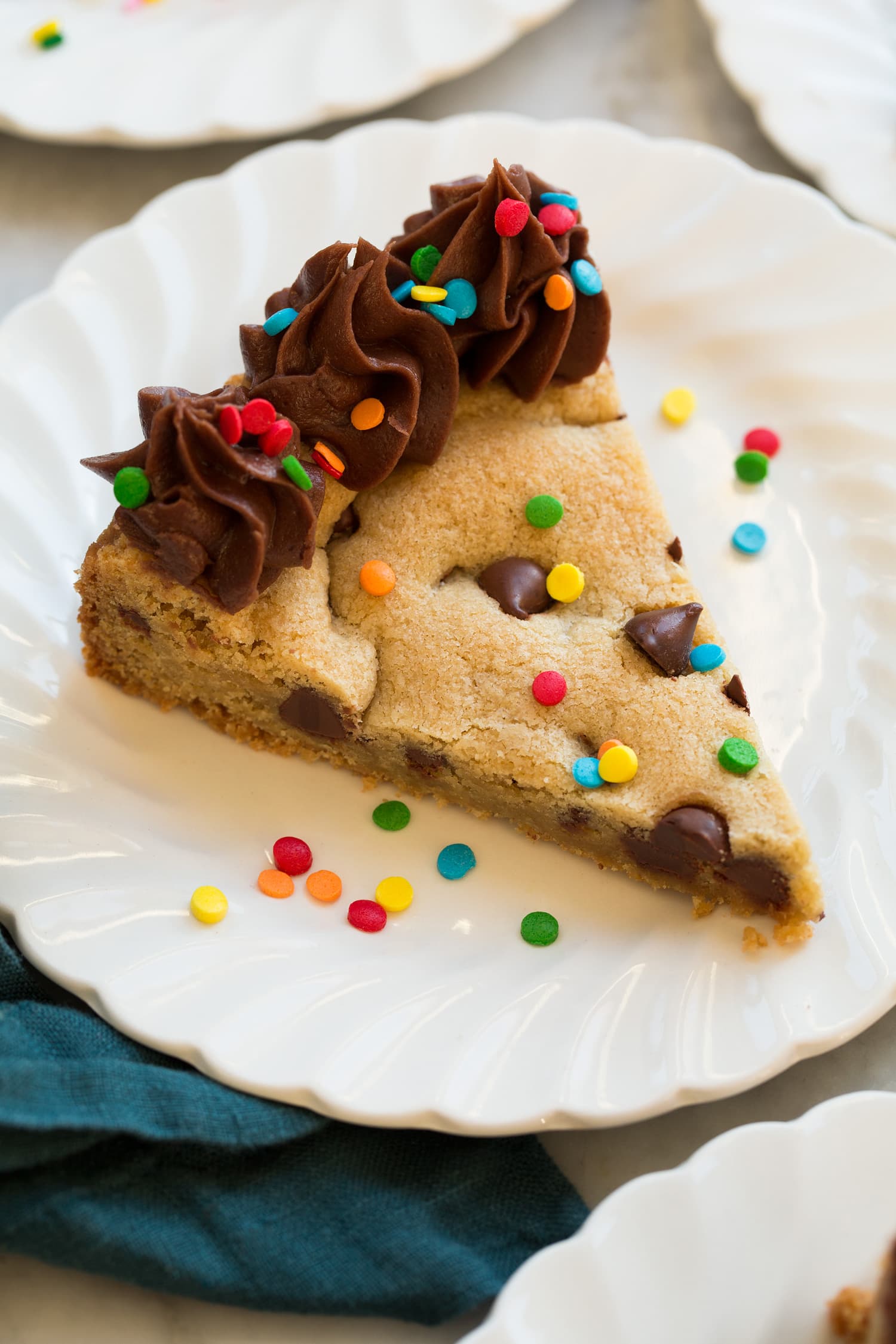 Chocolate chip cookie slice.