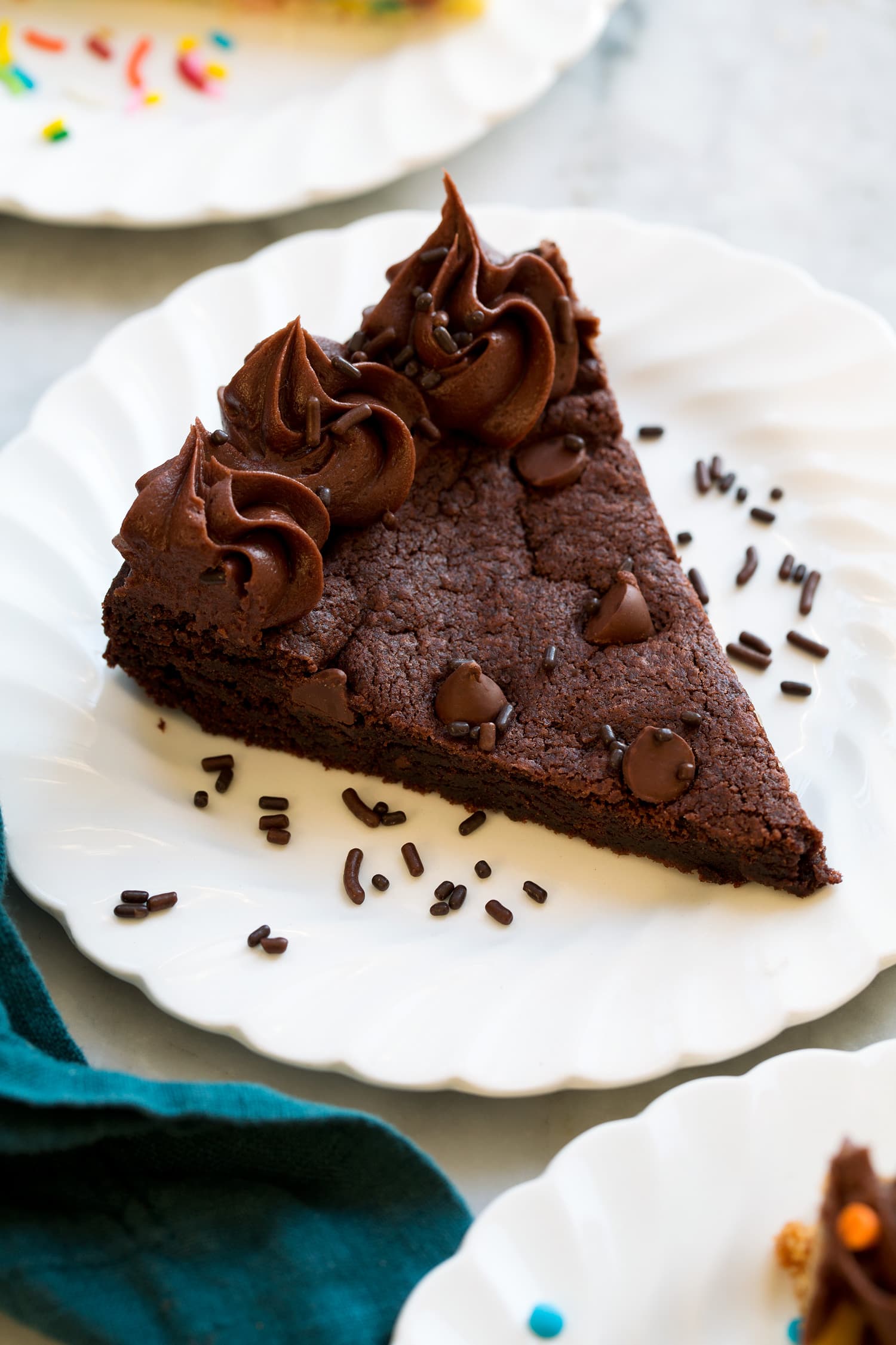 Slice of chocolate cookie cake.
