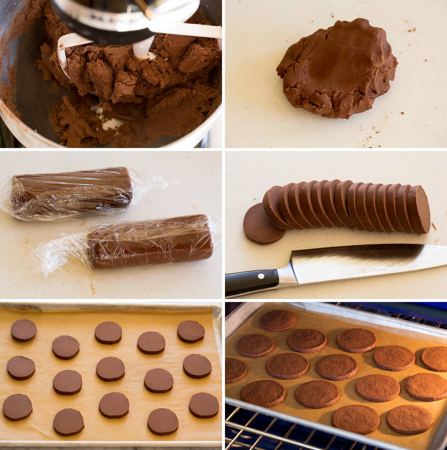 Continued six steps showing how to shape, slice and bake shortbread cookies.