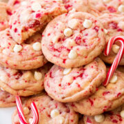 Close up photo of peppermint cookies showing texture.