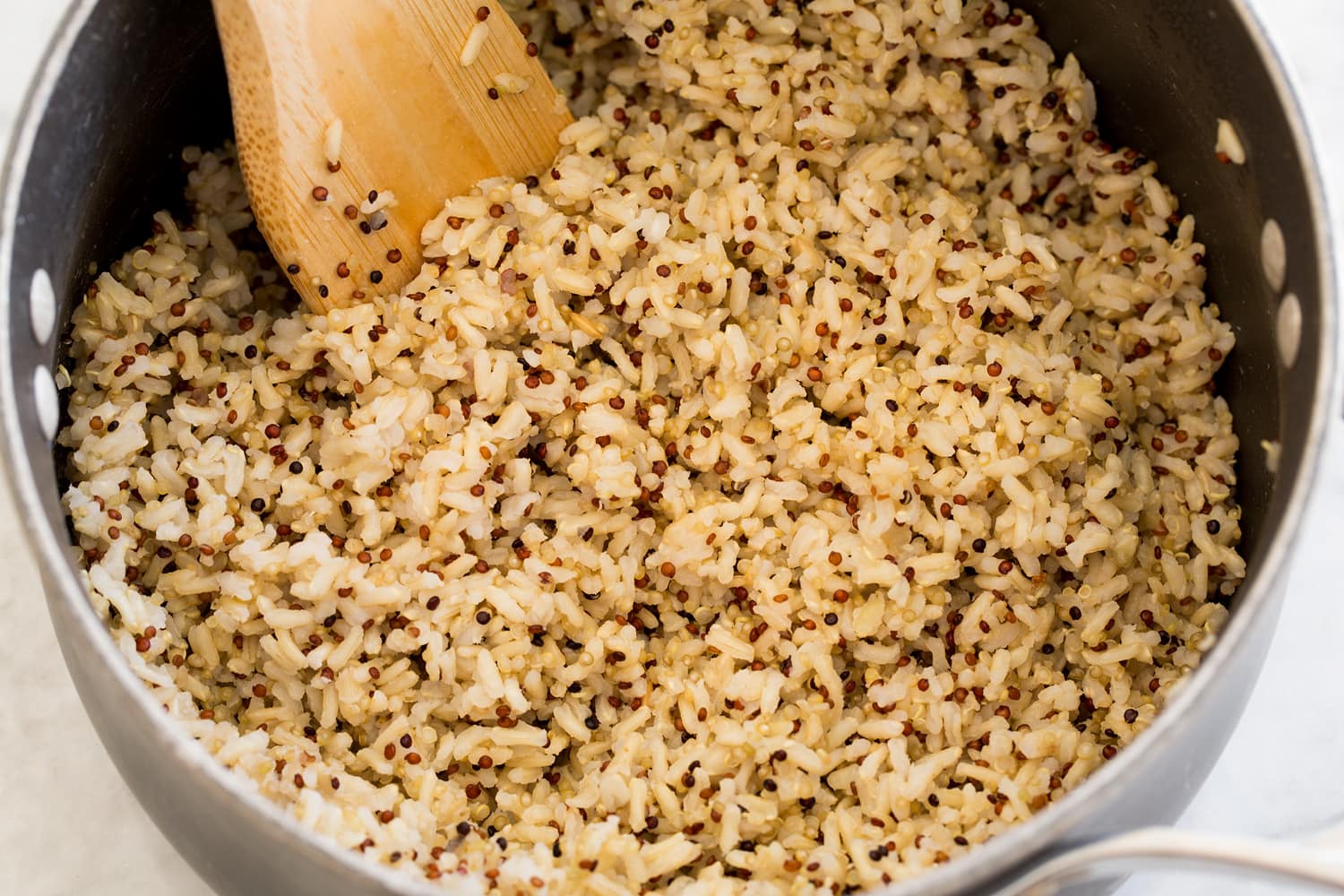 Brown rice and quinoa tossed together.