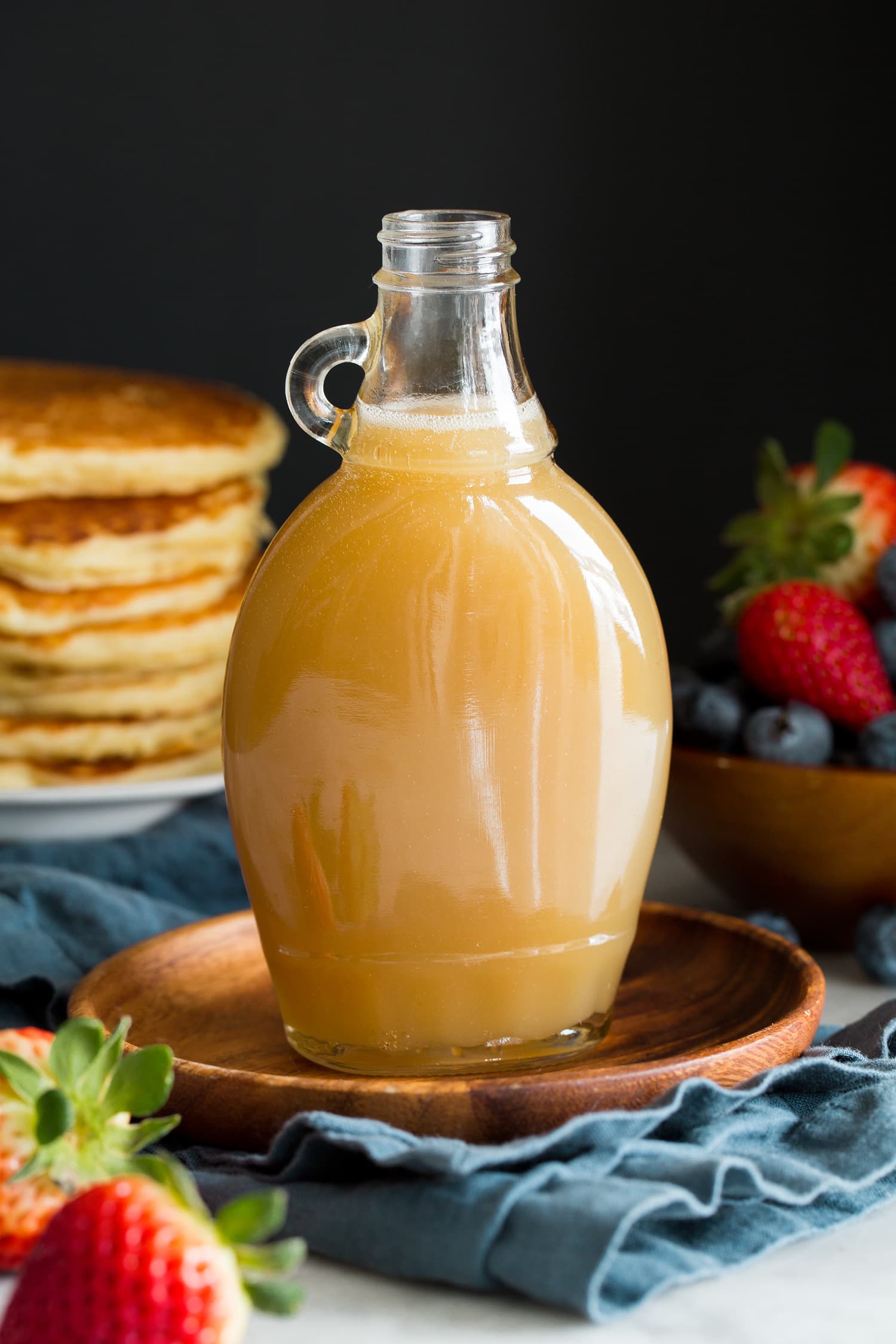 Homemade buttermilk syrup in a glass jar.