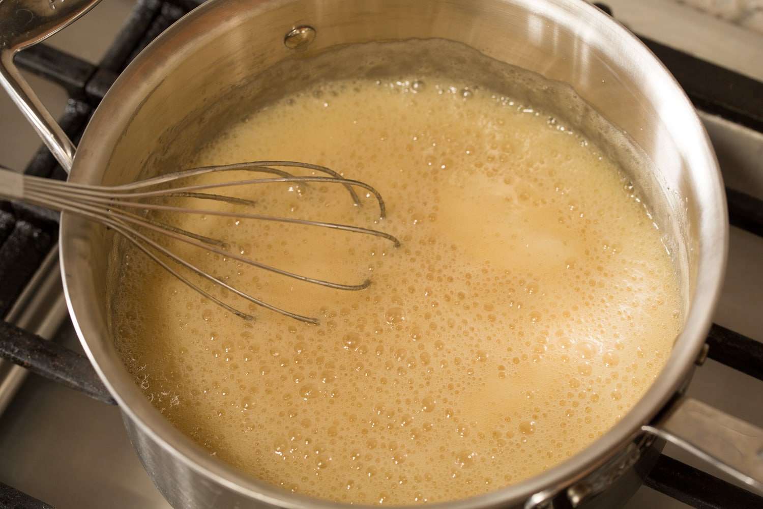 Completed buttermilk syrup in saucepan.