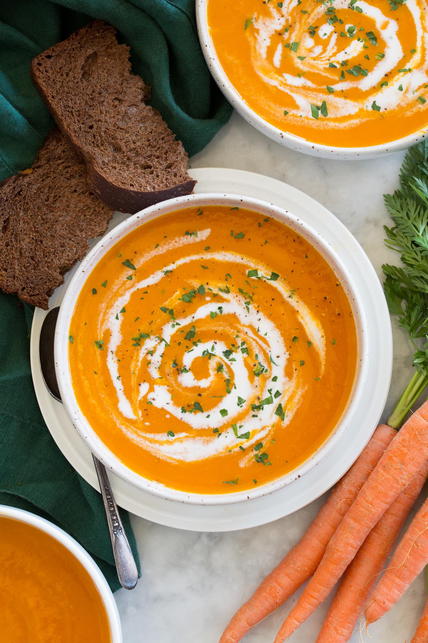 Fresh carrot ginger spice soup.