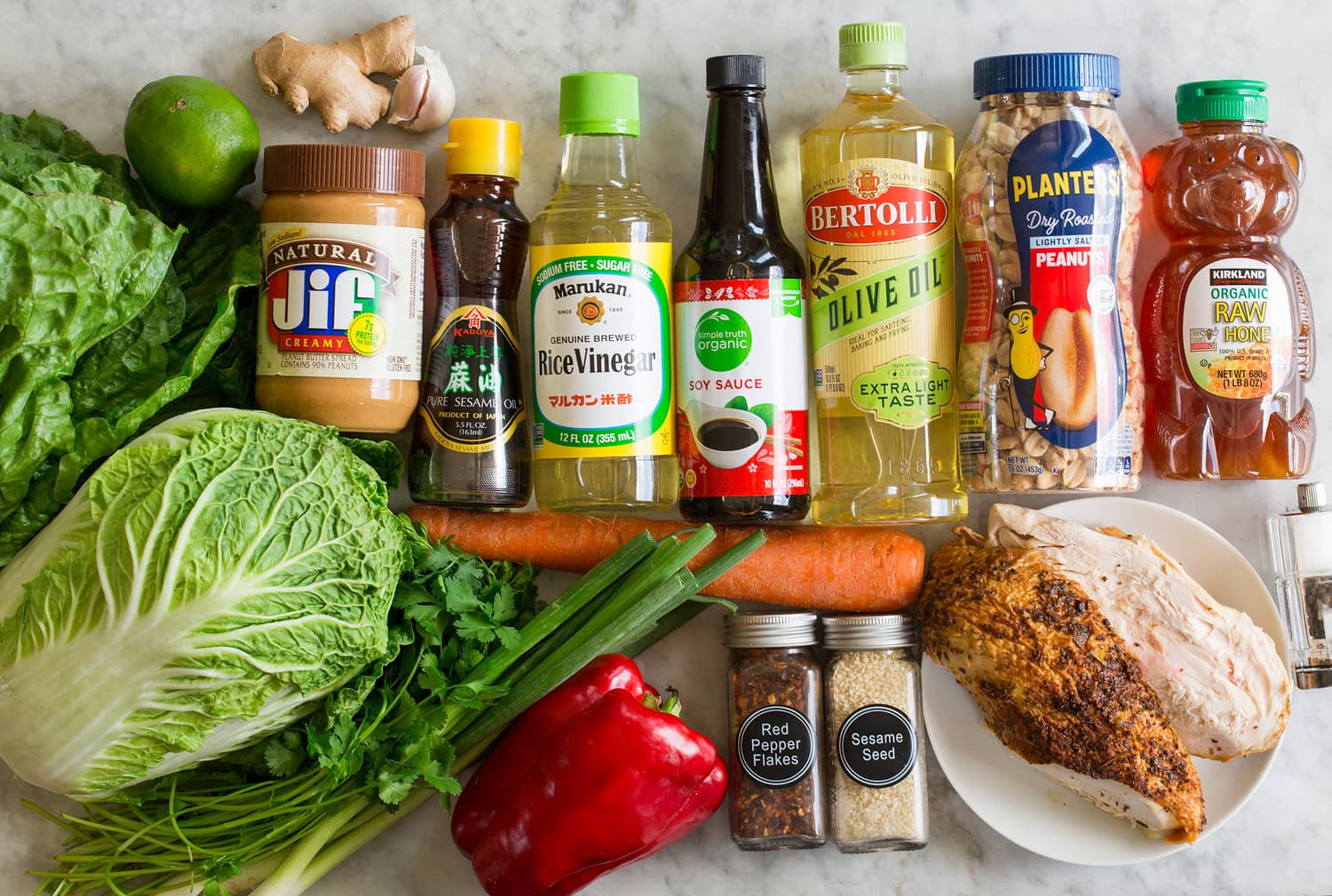 Ingredients used to make Chinese chicken salad.