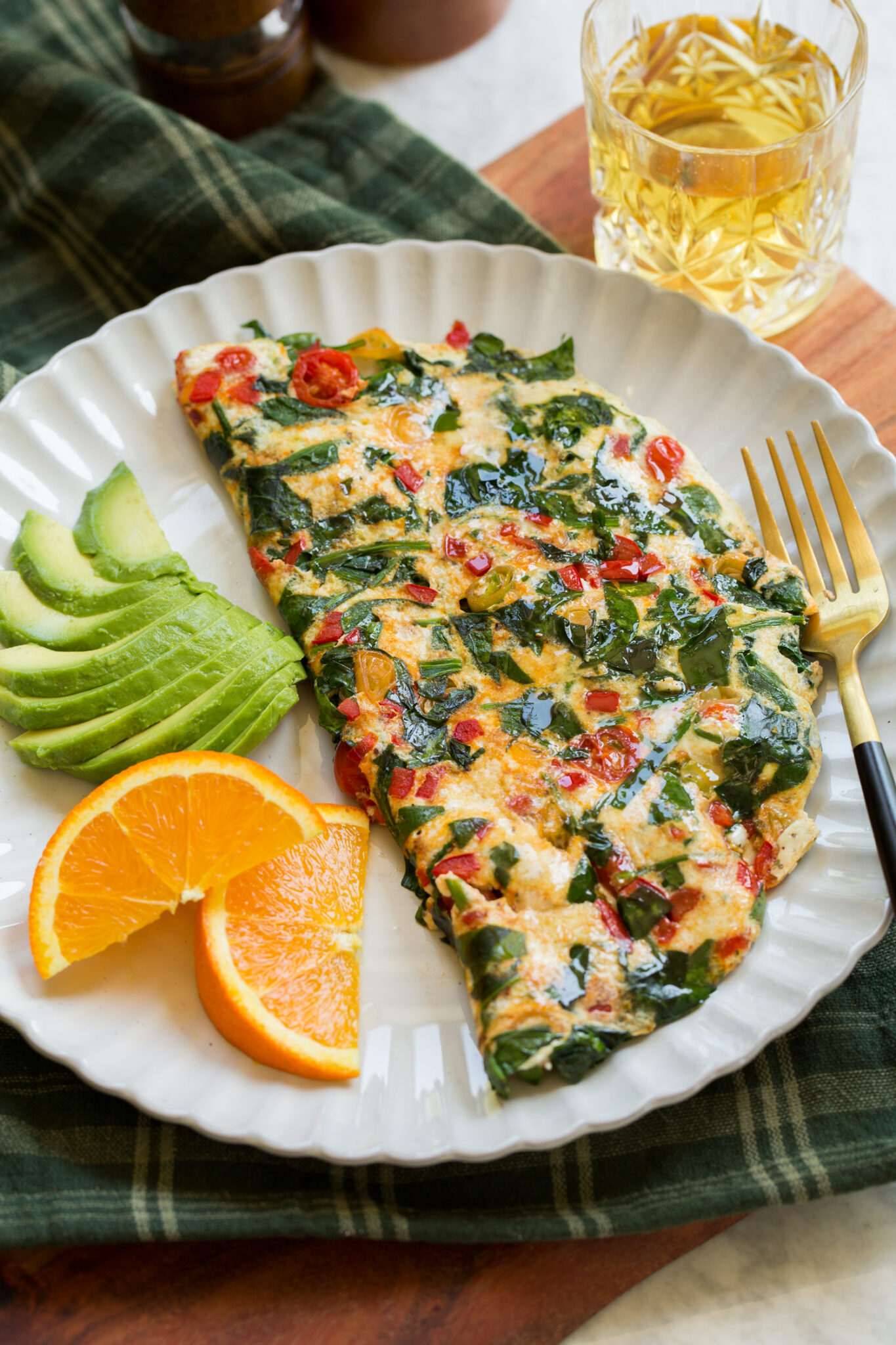 Egg white omelette halal turkey spinach feta for high protein 25g light breakfast