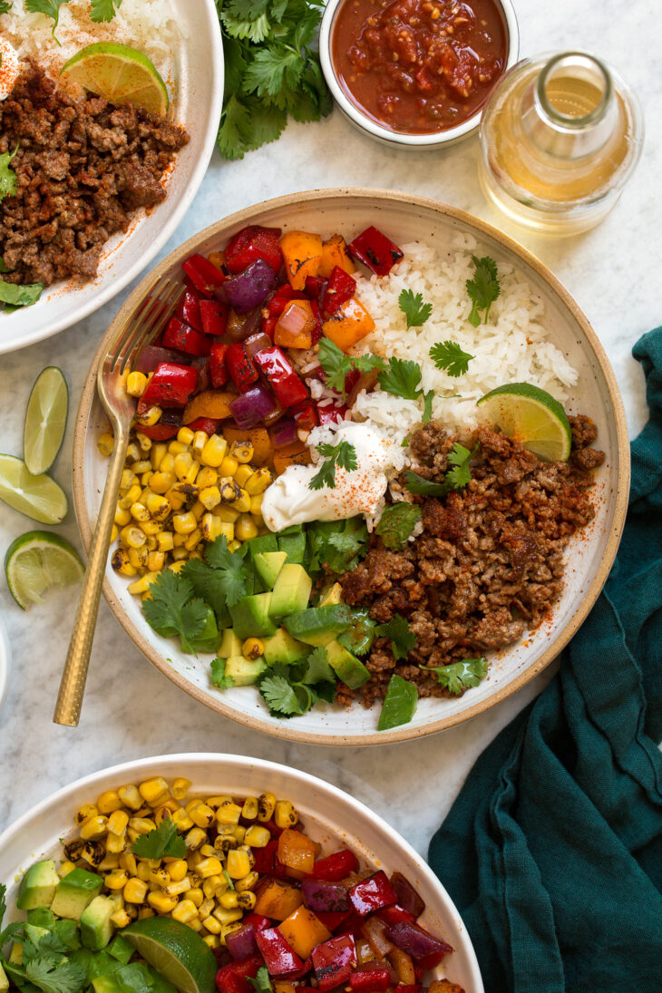 Easy Ground Beef Fajita Bowls